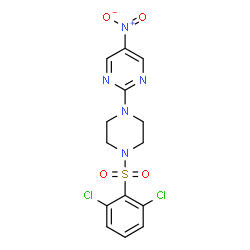 ChemSpider 2D Image | 2-{4-[(2,6-Dichlorophenyl)sulfonyl]-1-piperazinyl}-5-nitropyrimidine | C14H13Cl2N5O4S