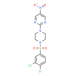 ChemSpider 2D Image | 2-{4-[(3,4-Dichlorophenyl)sulfonyl]-1-piperazinyl}-5-nitropyrimidine | C14H13Cl2N5O4S