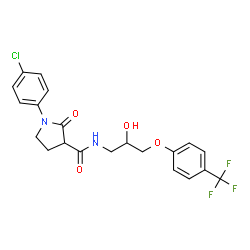 ChemSpider 2D Image | 1-(4-Chlorophenyl)-N-{2-hydroxy-3-[4-(trifluoromethyl)phenoxy]propyl}-2-oxo-3-pyrrolidinecarboxamide | C21H20ClF3N2O4