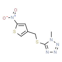 ChemSpider 2D Image | 1-Methyl-5-{[(5-nitro-3-thienyl)methyl]sulfanyl}-1H-tetrazole | C7H7N5O2S2