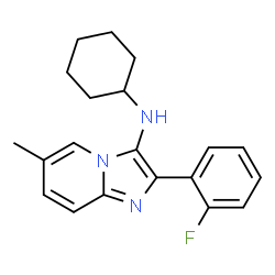ChemSpider 2D Image | N-Cyclohexyl-2-(2-fluorophenyl)-6-methylimidazo[1,2-a]pyridin-3-amine | C20H22FN3