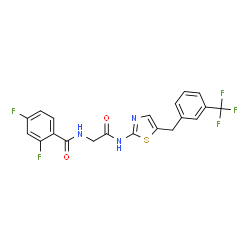 ChemSpider 2D Image | 2,4-Difluoro-N-[2-oxo-2-({5-[3-(trifluoromethyl)benzyl]-1,3-thiazol-2-yl}amino)ethyl]benzamide | C20H14F5N3O2S