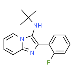 ChemSpider 2D Image | 2-(2-Fluorophenyl)-N-(2-methyl-2-propanyl)imidazo[1,2-a]pyridin-3-amine | C17H18FN3