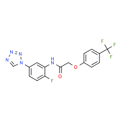 ChemSpider 2D Image | N-[2-Fluoro-5-(1H-tetrazol-1-yl)phenyl]-2-[4-(trifluoromethyl)phenoxy]acetamide | C16H11F4N5O2
