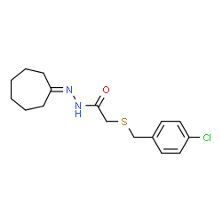 ChemSpider 2D Image | 2-[(4-Chlorobenzyl)sulfanyl]-N'-cycloheptylideneacetohydrazide | C16H21ClN2OS