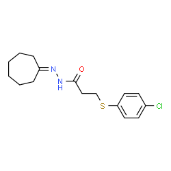 ChemSpider 2D Image | 3-[(4-Chlorophenyl)sulfanyl]-N'-cycloheptylidenepropanehydrazide | C16H21ClN2OS