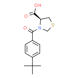 ChemSpider 2D Image | (4S)-3-[4-(2-Methyl-2-propanyl)benzoyl]-1,3-thiazolidine-4-carboxylic acid | C15H19NO3S