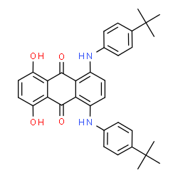 ChemSpider 2D Image | 1,4-Dihydroxy-5,8-bis((p-tert-butylphenyl)amino)anthraquinone | C34H34N2O4