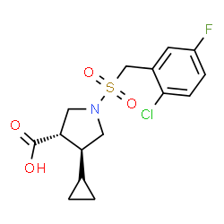 ChemSpider 2D Image | (3S,4S)-1-[(2-Chloro-5-fluorobenzyl)sulfonyl]-4-cyclopropyl-3-pyrrolidinecarboxylic acid | C15H17ClFNO4S