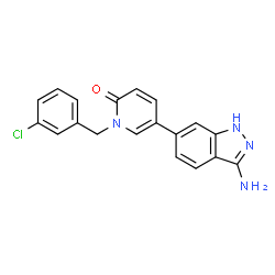 ChemSpider 2D Image | 5-(3-Amino-1H-indazol-6-yl)-1-(3-chlorobenzyl)-2(1H)-pyridinone | C19H15ClN4O