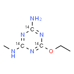 ChemSpider 2D Image | 6-Ethoxy-N-methyl(~14~C_3_)-1,3,5-triazine-2,4-diamine | C314C3H11N5O