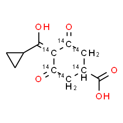 ChemSpider 2D Image | 4-[Cyclopropyl(hydroxy)methylene]-3,5-dioxo(~14~C_6_)cyclohexanecarboxylic acid | C514C6H12O5