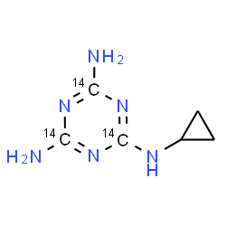 ChemSpider 2D Image | N~2~-Cyclopropyl(~14~C_3_)-1,3,5-triazine-2,4,6-triamine | C314C3H10N6