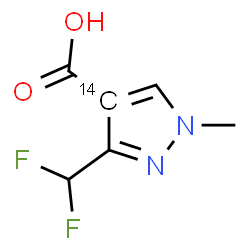 ChemSpider 2D Image | 3-(Difluoromethyl)-1-methyl(4-~14~C)-1H-pyrazole-4-carboxylic acid | C514CH6F2N2O2