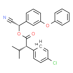 ChemSpider 2D Image | (S)-Cyano(3-phenoxyphenyl)methyl (2S)-2-[4-chloro(2-~14~C)phenyl]-3-methylbutanoate | C2414CH22ClNO3