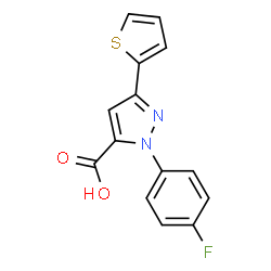ChemSpider 2D Image | 1-(4-Fluorophenyl)-3-(2-thienyl)-1H-pyrazole-5-carboxylic acid | C14H9FN2O2S