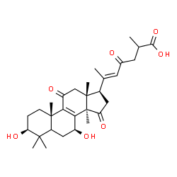 ChemSpider 2D Image | (3beta,5xi,7beta,20E)-3,7-Dihydroxy-11,15,23-trioxolanosta-8,20(22)-dien-26-oic acid | C30H42O7