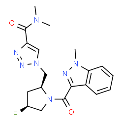 ChemSpider 2D Image | 1-({(2S,4S)-4-Fluoro-1-[(1-methyl-1H-indazol-3-yl)carbonyl]-2-pyrrolidinyl}methyl)-N,N-dimethyl-1H-1,2,3-triazole-4-carboxamide | C19H22FN7O2