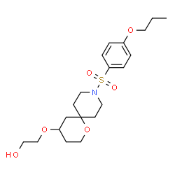 ChemSpider 2D Image | 2-({9-[(4-Propoxyphenyl)sulfonyl]-1-oxa-9-azaspiro[5.5]undec-4-yl}oxy)ethanol | C20H31NO6S