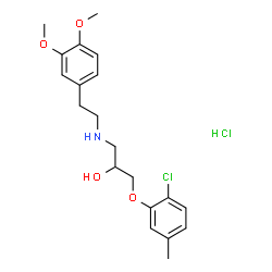 ChemSpider 2D Image | 1-(2-chloro-5-methylphenoxy)-3-{[2-(3,4-dimethoxyphenyl)ethyl]amino}-2-propanol hydrochloride | C20H27Cl2NO4