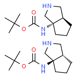 ChemSpider 2D Image | 2-Methyl-2-propanyl (3aR,6aS)-hexahydrocyclopenta[c]pyrrol-3a(1H)-ylcarbamate - 2-methyl-2-propanyl (3aS,6aR)-hexahydrocyclopenta[c]pyrrol-3a(1H)-ylcarbamate (1:1) | C24H44N4O4