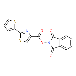 ChemSpider 2D Image | 2-({[2-(2-Thienyl)-1,3-thiazol-4-yl]carbonyl}oxy)-1H-isoindole-1,3(2H)-dione | C16H8N2O4S2