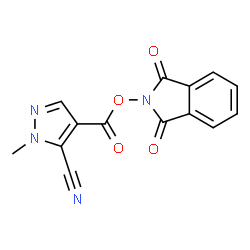 ChemSpider 2D Image | 4-{[(1,3-Dioxo-1,3-dihydro-2H-isoindol-2-yl)oxy]carbonyl}-1-methyl-1H-pyrazole-5-carbonitrile | C14H8N4O4