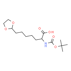 ChemSpider 2D Image | 7-(1,3-Dioxolan-2-yl)-2-({[(2-methyl-2-propanyl)oxy]carbonyl}amino)heptanoic acid | C15H27NO6