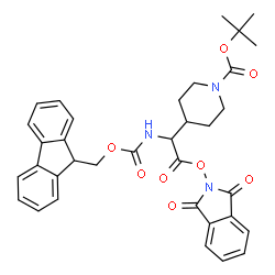 ChemSpider 2D Image | 2-Methyl-2-propanyl 4-(2-[(1,3-dioxo-1,3-dihydro-2H-isoindol-2-yl)oxy]-1-{[(9H-fluoren-9-ylmethoxy)carbonyl]amino}-2-oxoethyl)-1-piperidinecarboxylate | C35H35N3O8