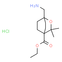 ChemSpider 2D Image | Ethyl 1-(aminomethyl)-3,3-dimethyl-2-oxabicyclo[2.2.2]octane-4-carboxylate hydrochloride (1:1) | C13H24ClNO3
