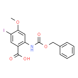 ChemSpider 2D Image | 2-{[(Benzyloxy)carbonyl]amino}-5-iodo-4-methoxybenzoic acid | C16H14INO5