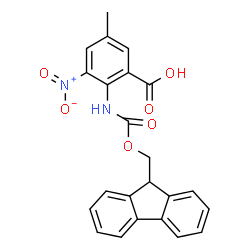 ChemSpider 2D Image | 2-{[(9H-Fluoren-9-ylmethoxy)carbonyl]amino}-5-methyl-3-nitrobenzoic acid | C23H18N2O6