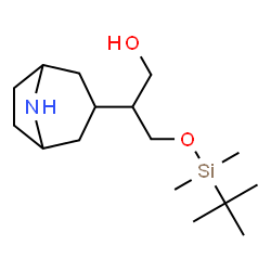 ChemSpider 2D Image | 2-(8-Azabicyclo[3.2.1]oct-3-yl)-3-{[dimethyl(2-methyl-2-propanyl)silyl]oxy}-1-propanol | C16H33NO2Si