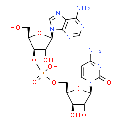 ChemSpider 2D Image | [(2R,3R,5R)-5-(4-amino-2-oxo-pyrimidin-1-yl)-3,4-dihydroxy-tetrahydrofuran-2-yl]methyl [(2R,3R,5R)-5-(6-aminopurin-9-yl)-4-hydroxy-2-(hydroxymethyl)tetrahydrofuran-3-yl] hydrogen phosphate | C19H25N8O11P