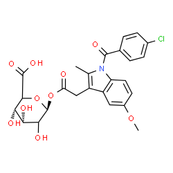 ChemSpider 2D Image | 1-O-{[1-(4-Chlorobenzoyl)-5-methoxy-2-methyl-1H-indol-3-yl]acetyl}-beta-D-erythro-hexopyranuronic acid | C25H24ClNO10
