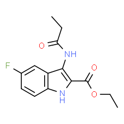ChemSpider 2D Image | Ethyl 5-fluoro-3-(propionylamino)-1H-indole-2-carboxylate | C14H15FN2O3