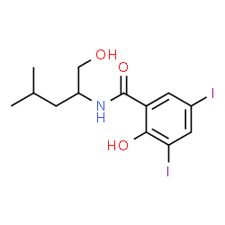ChemSpider 2D Image | 2-Hydroxy-N-(1-hydroxy-4-methyl-2-pentanyl)-3,5-diiodobenzamide | C13H17I2NO3