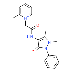 ChemSpider 2D Image | 1-{2-[(1,5-Dimethyl-3-oxo-2-phenyl-2,3-dihydro-1H-pyrazol-4-yl)amino]-2-oxoethyl}-2-methylpyridinium | C19H21N4O2