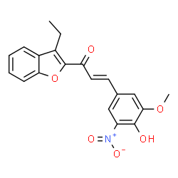 ChemSpider 2D Image | (2E)-1-(3-Ethyl-1-benzofuran-2-yl)-3-(4-hydroxy-3-methoxy-5-nitrophenyl)-2-propen-1-one | C20H17NO6
