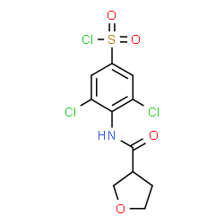 ChemSpider 2D Image | 3,5-Dichloro-4-[(tetrahydro-3-furanylcarbonyl)amino]benzenesulfonyl chloride | C11H10Cl3NO4S