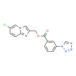 ChemSpider 2D Image | (6-Chloroimidazo[1,2-a]pyridin-2-yl)methyl 3-(1H-tetrazol-1-yl)benzoate | C16H11ClN6O2