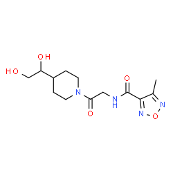 ChemSpider 2D Image | N-{2-[4-(1,2-Dihydroxyethyl)-1-piperidinyl]-2-oxoethyl}-4-methyl-1,2,5-oxadiazole-3-carboxamide | C13H20N4O5