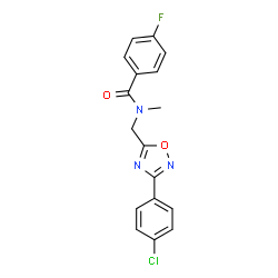 ChemSpider 2D Image | N-{[3-(4-Chlorophenyl)-1,2,4-oxadiazol-5-yl]methyl}-4-fluoro-N-methylbenzamide | C17H13ClFN3O2