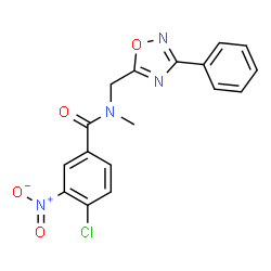 ChemSpider 2D Image | 4-Chloro-N-methyl-3-nitro-N-[(3-phenyl-1,2,4-oxadiazol-5-yl)methyl]benzamide | C17H13ClN4O4