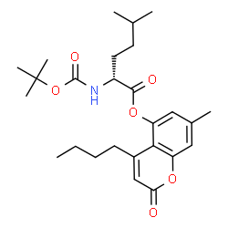 ChemSpider 2D Image | 4-Butyl-7-methyl-2-oxo-2H-chromen-5-yl 5-methyl-N-{[(2-methyl-2-propanyl)oxy]carbonyl}-D-norleucinate | C26H37NO6