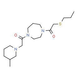 ChemSpider 2D Image | 2-(3-Methyl-1-piperidinyl)-1-{4-[(propylsulfanyl)acetyl]-1,4-diazepan-1-yl}ethanone | C18H33N3O2S