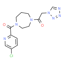 ChemSpider 2D Image | 1-{4-[(5-Chloro-2-pyridinyl)carbonyl]-1,4-diazepan-1-yl}-2-(1H-tetrazol-1-yl)ethanone | C14H16ClN7O2