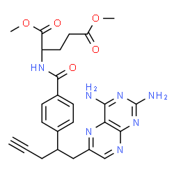 ChemSpider 2D Image | Dimethyl N-{4-[1-(2,4-diamino-6-pteridinyl)-4-pentyn-2-yl]benzoyl}glutamate | C25H27N7O5