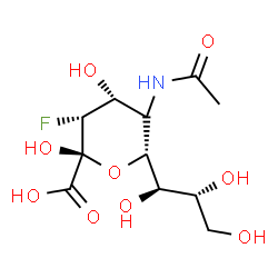 ChemSpider 2D Image | (5xi,6R)-5-Acetamido-3,5-dideoxy-3-fluoro-6-[(1R,2R)-1,2,3-trihydroxypropyl]-beta-D-erythro-hex-2-ulopyranosonic acid | C11H18FNO9