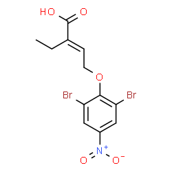 ChemSpider 2D Image | (2E)-4-(2,6-Dibromo-4-nitrophenoxy)-2-ethyl-2-butenoic acid | C12H11Br2NO5